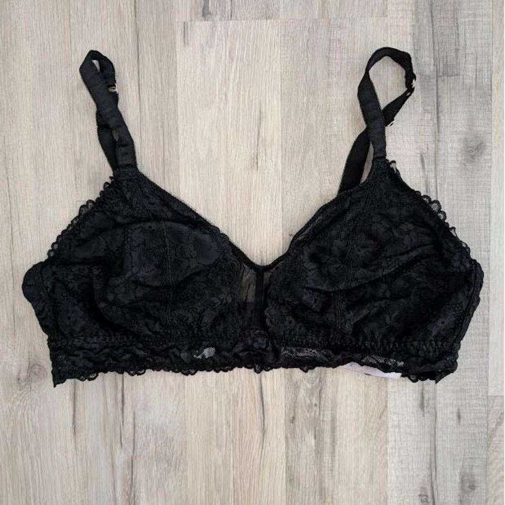 Savage X Fenty Black Lace Overlay Adjustable Strap Comfortable Bralette, 2X (A3)